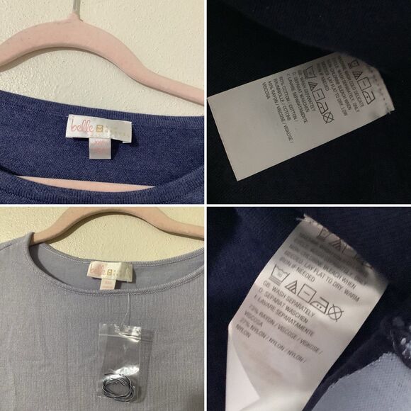 Belle Blue Artsy Casual Knit Patchwork Ombré Sweater Bundle Lot of Two XXS - Picture 9 of 11